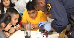 Science experiment with police officer+