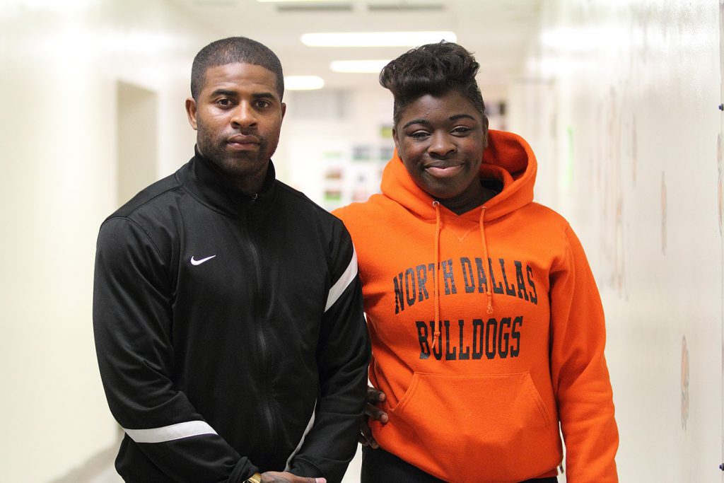 Coach Cortney Billingsley (left) recruited Kymberlynn Jackson (left) for the wrestling team after noticing her in the halls.