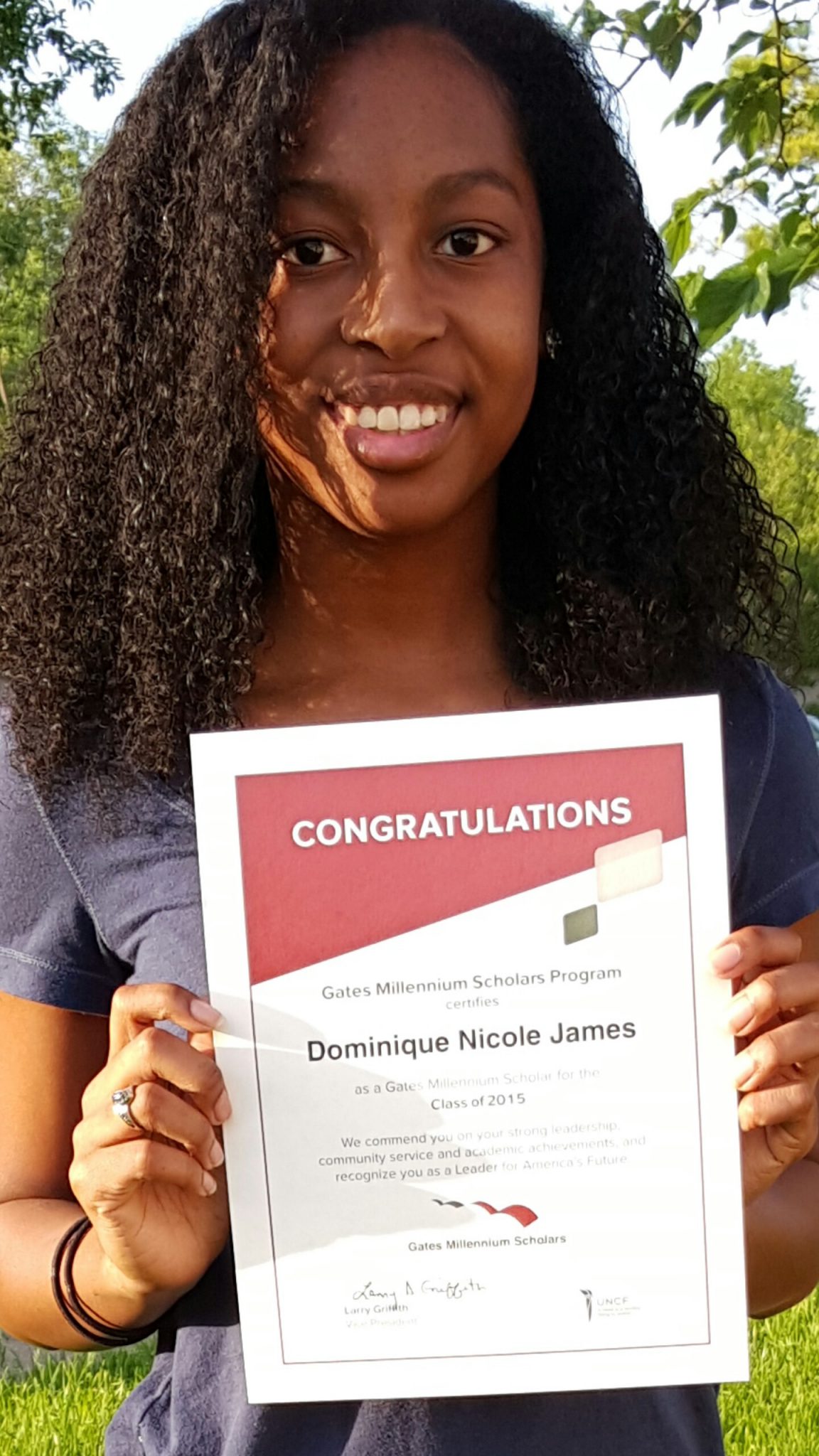 Dominique James was all smiles when she learned she was a Gate Millennium Scholars recipient. - Unknown-3