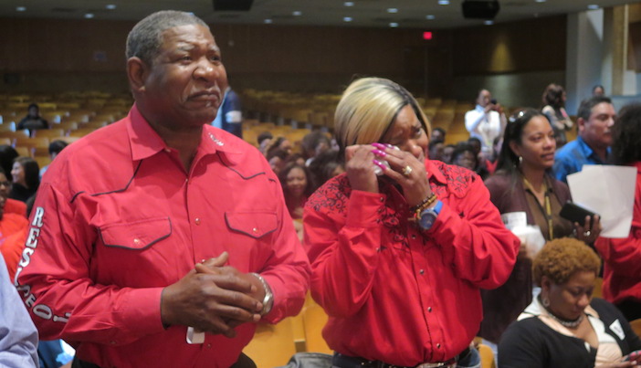 Families of the scholarship recipient shed tears of joy.