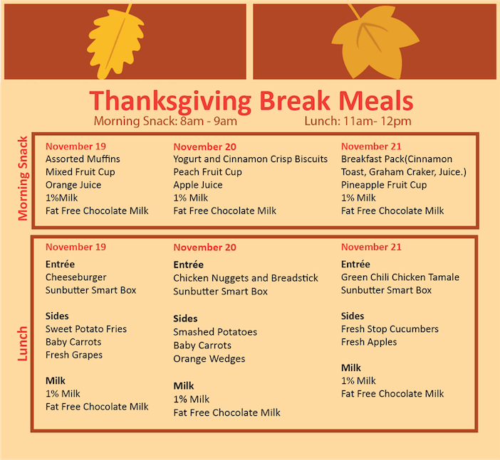 Dallas ISD schools to offer free meals over Thanksgiving Break