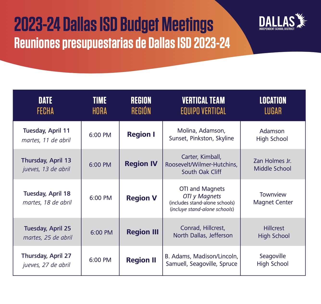 2023-24 Dallas ISD Budget Meetings | The Hub